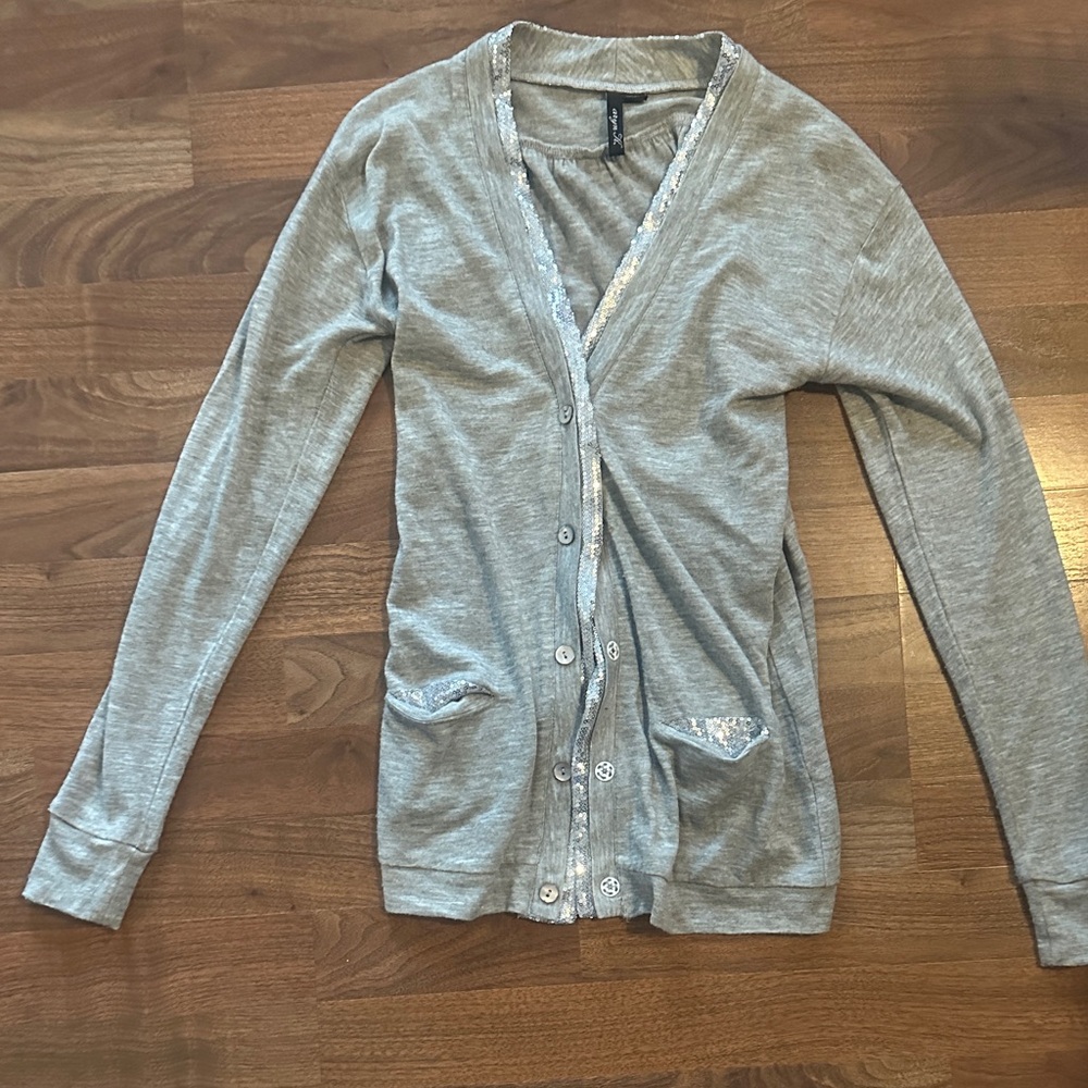 Aryn K Light Gray Women's Cardigan Sweater